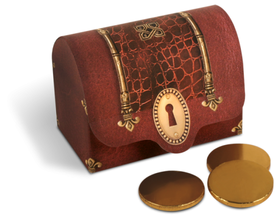 Шоколадные наборы с логотипом, Сундук монетный 80 г