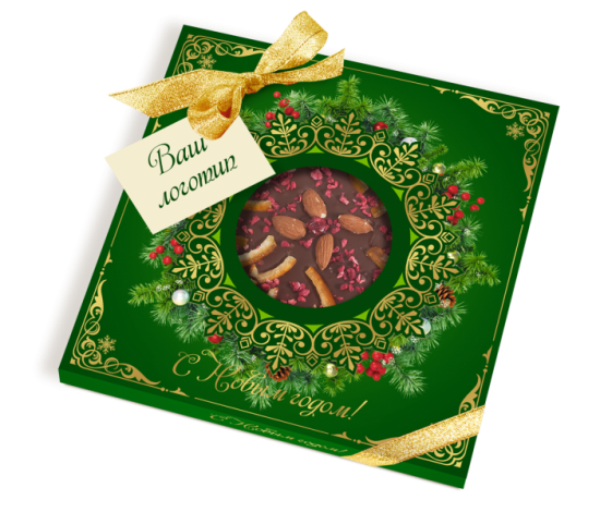 Новогодняя коллекция, "Зимний праздник",250 г шоколадная пицца арт. Т1199