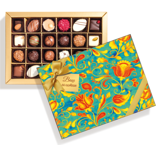 Весенняя коллекция 2019, Бирюза. Шоколадный набор (24 конфеты)