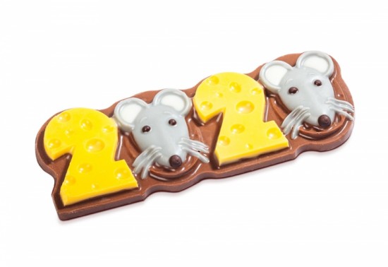 Новогодняя коллекция 2020, Символ года - Мышки-2020 из шоколада ручной работы, 40 г