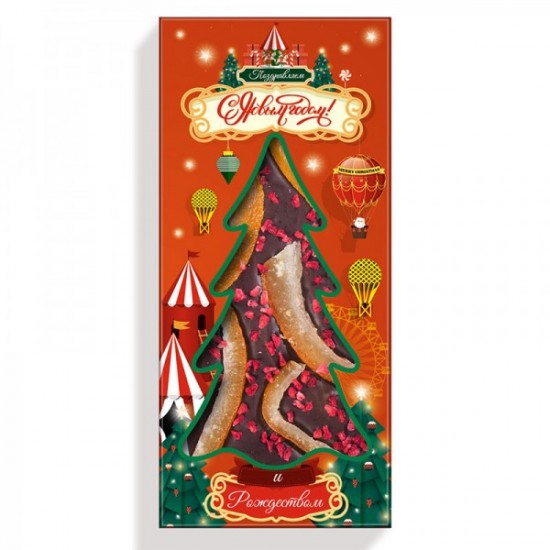 Шоколадные подарки на Новый Год 2021, Шоколад ручной работы, 100 г с окном-елочкой (коллекция «Новогодняя сказка») арт. Т2259