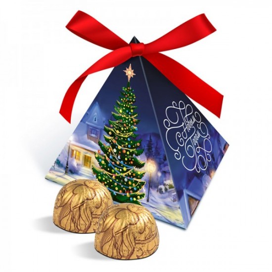 Шоколадные подарки на Новый Год 2021, Набор конфет с лесным орехом Пирамида 60 г (коллекция «Ночь перед Рождеством») арт. Т2257