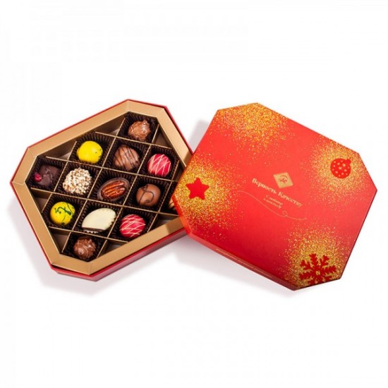 Шоколадные подарки на Новый Год 2021, Ассорти конфет ручной работы, "Верность качеству", 13 шт арт. Т2275