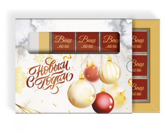 Шоколадные подарки на Новый Год 2021, Пенал 60 г с окном арт. Т2830